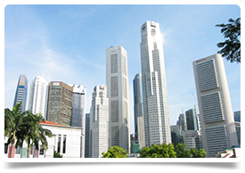 Singapore skyline with skycrapers